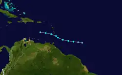Parcours de la tempête tropicale Jerry