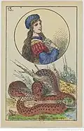 Carte n°13 d'un jeu divinatoire attribuée à Marie-Anne Lenormand. Editons   édition Ensslin et Laiblin (Reutlingen). 1875. BNF Gallica
