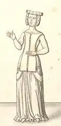 Jeanne, duchesse de Bretagne. Dessin de la fin du XVIIe&nbsp;siècle ou du début du XVIIIe&nbsp;siècle.