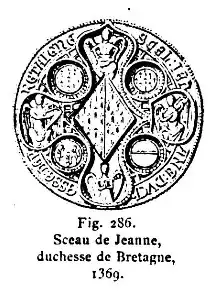 Copie d'un sceau en noir et blanc figurant des hermines et des médaillons.