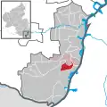 Localisation de Jockgrim dans la Verbandsgemeide et dans l'arrondissement