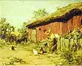 Johan Krouthén : Poules derrière l'étable (1885)