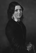 Johanna Spyri en 1848, âgée de 21 ans, huile sur toile de Anna Susanna Fries&nbsp;(de), 28&nbsp;×&nbsp;34&nbsp;cm, collection privée.