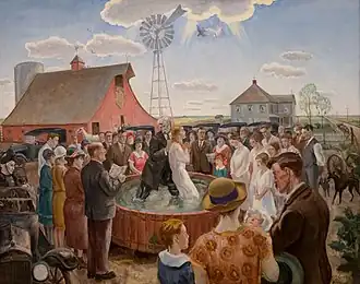John Steuart Curry, Baptême au Kansas, 1928