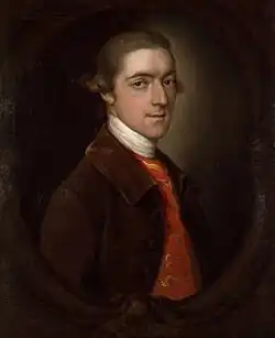 Portait d'un homme en costume du dix-huitième siècle. Trois-quart face, droite.