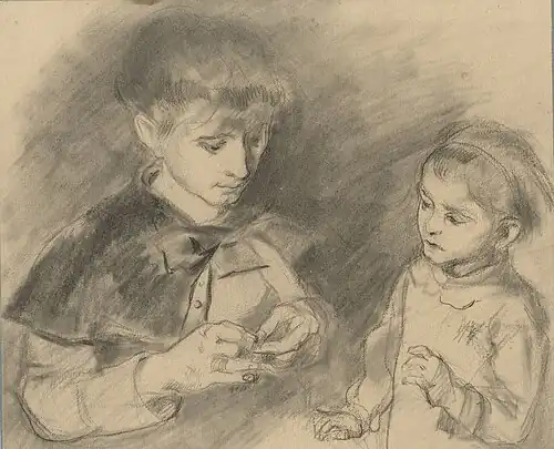 Un Garçon et une fillette vus à mi-corps, fusain et craie noire sur papier, Rijksmuseum Amsterdam.