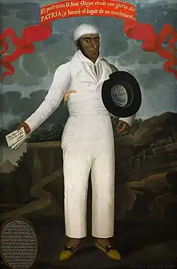 José Gil de Castro&nbsp;(es) (Pérou), José Olaya (Portrait de José Olaya&nbsp;(es), 1828, Museo Nacional de Arqueología, Antropología e Historia del Perú).