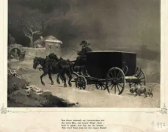 Enterrement de Mozart (1860), lithographie, bibliothèque universitaire de Salzbourg