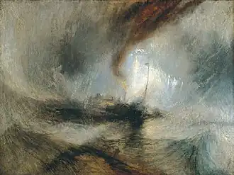 Tempête de neige en mer.  Joseph Mallord William Turner, 1842L. 122 cm ; romantisme anglais. Tate Britain.