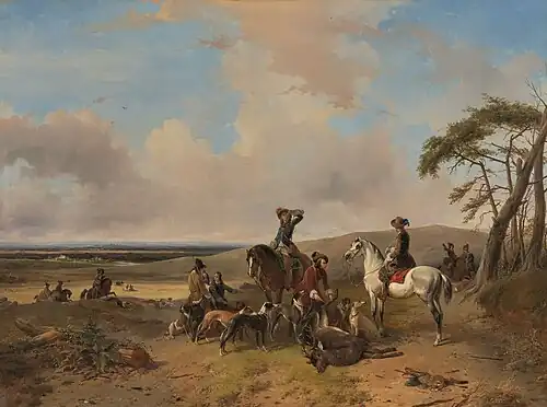 Paysage avec des chasseurs (1843).