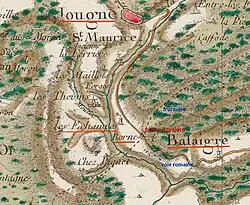 Sur la carte de Cassini datant du milieu du XVIIIè siècle, la route de Jougne à Ballaigues est le seul point de passage vers la France.