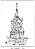 Dessin de 1854 présentant la châsse gothique réalisé par Charles Buisine