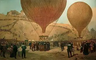 Tableau de Jules Didier et Jacques Guiaud représentant le départ, le 7 octobre 1870, de l'Armand-Barbès, emmenant Gambetta, et du George-Sand.