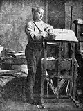 L'artiste dans son atelier.