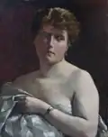 Demi-nu au bracelet, huile sur toile marouflée sur carton, 1879.
