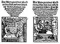 Les pages de titre des deux arithmétiques allemandes éditées la même année (1514) : celle de Köbel (de) (à gauche), et celle de Böschenteyn (de).