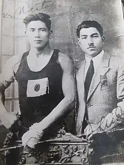 K. Naito et son entraîneur Aida Hikoichi