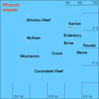 Carte des îles Phœnix.