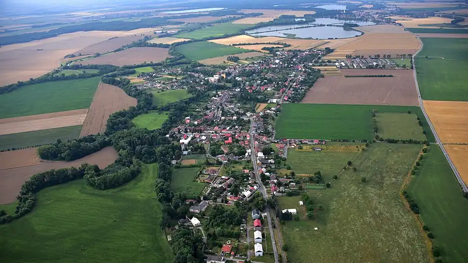 Vue aérienne de Věrovany.
