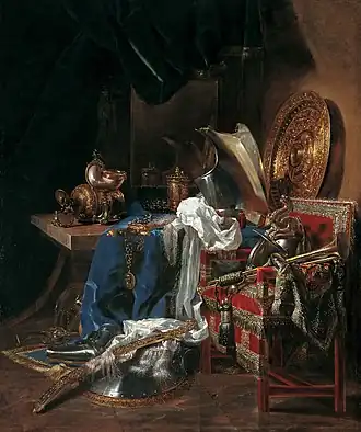 Willem Kalf, Grande nature morte aux Armures (vers 1643 ou 1645).