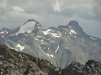 Vue des Pflunspitzen (sur la droite) depuis le nord.