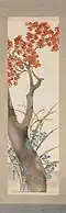 Kamisaka Sekka. Érable d'automne, couleur et encre sur soie, fin du 19e&nbsp;siècle, 139,1&nbsp;×&nbsp;41,6, Musée d'Art du comté de Los Angeles.