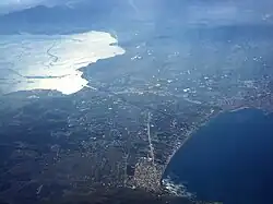 Vue aérienne du canal de Corinthe.