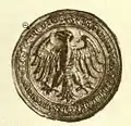 Aigle impériale dans un sceau utilisé par Charles IV en 1349.