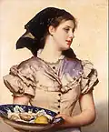 Fille avec des huîtres