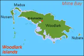 Carte de l'île Woodlark.