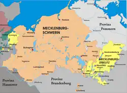 Carte du Mecklembourg 1815-1934.
