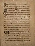 Page du Livre de Kells avec un bout-de-ligne en rinceaux