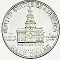 Revers du demi-dollar bicentenaire, frappé en 1975-1976.