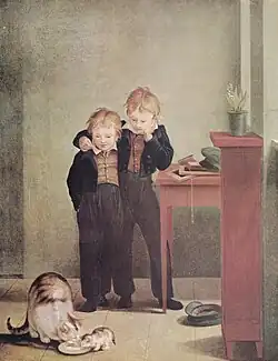 Ernst et Richard observant des chats