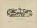 Caricature représentant la visite de la baleine par l'Eléphant, la Giraffe des Osages et les Chinois.