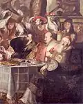 Repas dans la maison de Simon, bord droit.