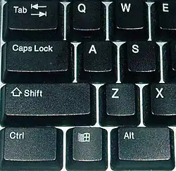 Partie gauche d'un clavier QWERTY.