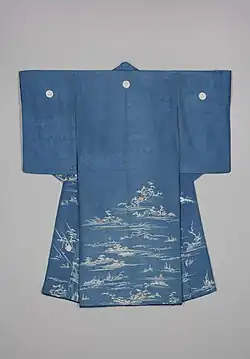 Kosode pour une femme au design inspiré des Huit vues d'Ōmi, 1780-1820, Khalili Collection of Kimono