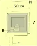 Plan schématique du complexe funéraire de Khentkaous&nbsp;Ire à Gizeh.