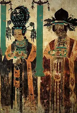 Donatrices Huihu (Ouïgoures) du royaume de Khotan. Cinq dynasties, Xe siècleGrotte N° 61.