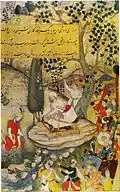 Le général Khusrau Shah Kokultash rend hommage et loyauté à Babur, avant la bataille de Khanwa.