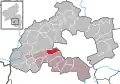 Localisation de Kindsbach dans la Verbandsgemeide et dans l'arrondissement