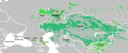 Aire de diffusion des langues kiptchak.