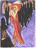 Cocotte rouge, dessin à la craie 1914