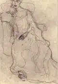Esquisse pour le portrait. Le modèle est légèrement couchée sur un fauteuil.