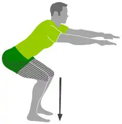 Schéma d'un homme en position de squat