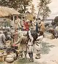 Le prince Igor soumettant les Devliales au tribut toile de Klavdy Lebedev (XIXe siècle).