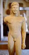Kouros du sanctuaire d'Asclépios de Paros540-530. Marbre de Paros.H. conservée 1,03 m. Louvre