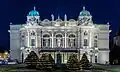 Théâtre Słowacki – illumination nocturne de Noël.