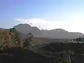 Les monts Kujū vus de la gorge de Narukogawa